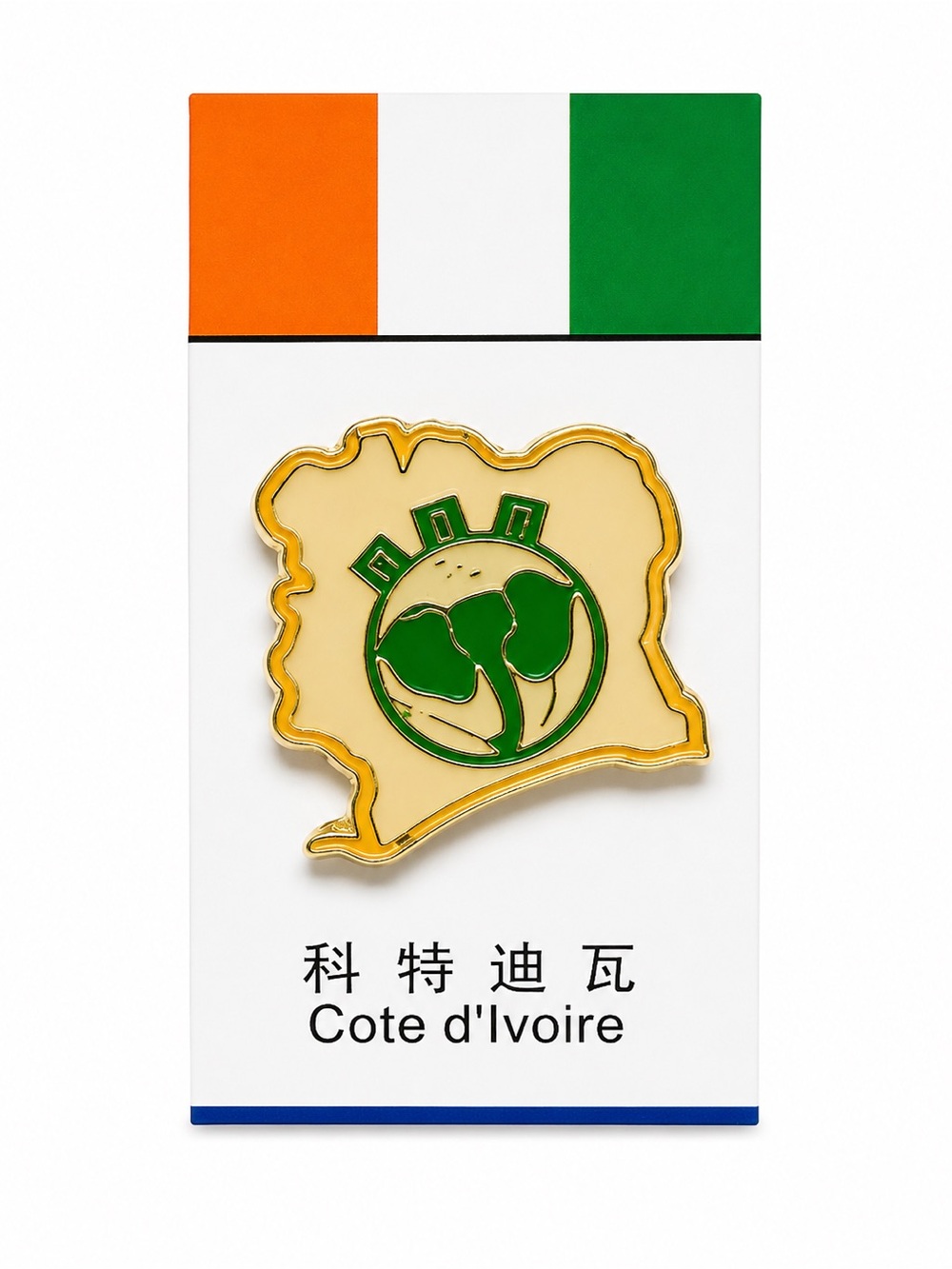 Côte d'Ivoire Map Enamel Pin – Green & Gold